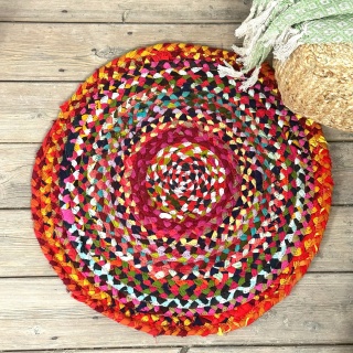 Round Braided recycled  Multi Colour Chindi Cotton Rugs 4 Sizes Fair Trade GoodWeave